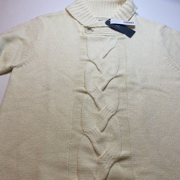 Casual Men Solid Ribbed Knit Sweater pullover size medium color lvory - Picture 2 of 9